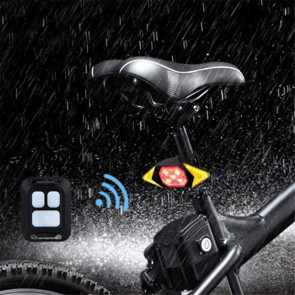 Baklykter for sykkel, trådløs kontroll, konstant/blinkende 39 LED-er 100 lumen IPX4 vanntett USB-oppladbar blinklys, blinkende modus opptil 10 timer