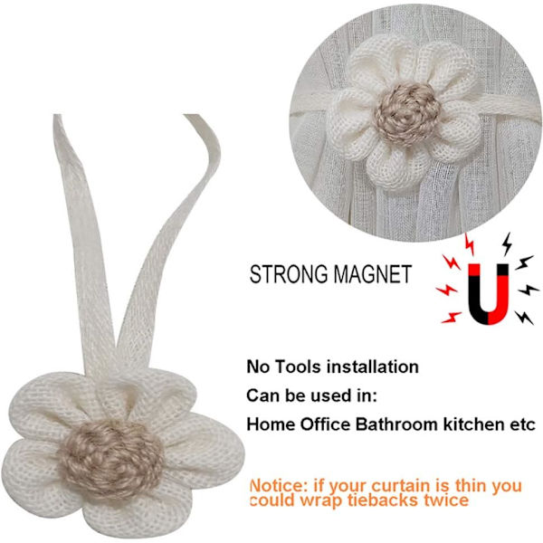 2-pack magnetiska blomstergardiner, praktisk dekoration för hem, kontor, badrum