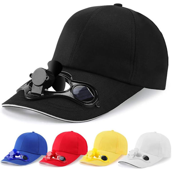 Sommer Solcelledrevet Køleventilator Baseball Cap Solskærm Hat, Solcelleventilator Cap, Sort
