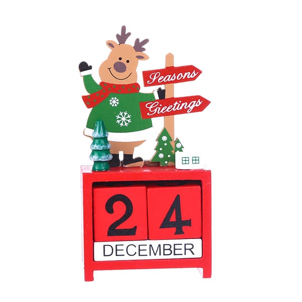 Tre Julkalenderprydnader i Trä Julklappar Trä Santa Snögubbe Älg Kalender