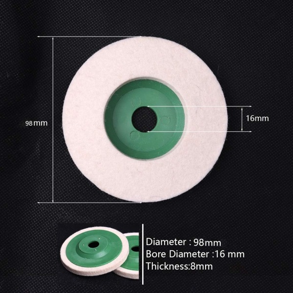 10 stk. Diameter 100 mm Poleringsuld Poleringshjul Pad Buffer Skive Bore Dia 16 mm