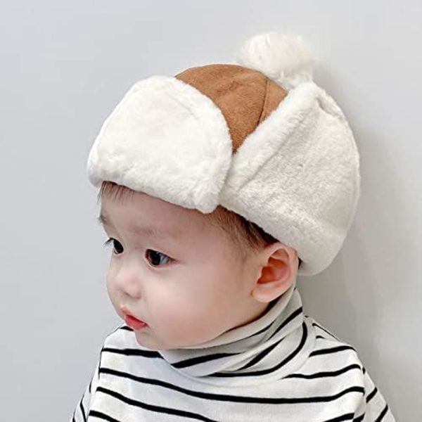 Toddler Baby flickor och pojkar Virkade öronlappar pilotmössor Cap Vinter varma stickade mössor för höst vinter brun