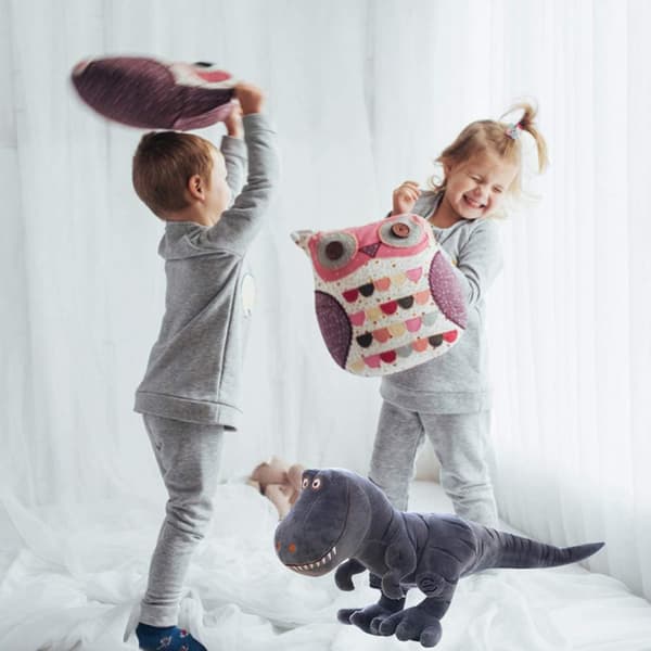 Plyschdinosaurie 3D Tecknad Mjukdjur, Idealisk Julklapp för Barn, Sovkompis, 40cm/Grå