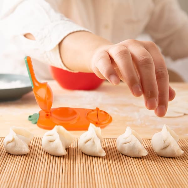 【Ny version】2-i-1 dumpling maker, multifunktionel gør-det-selv manuel dumpling presseform, let værktøj til dumpling fremstilling (orange)