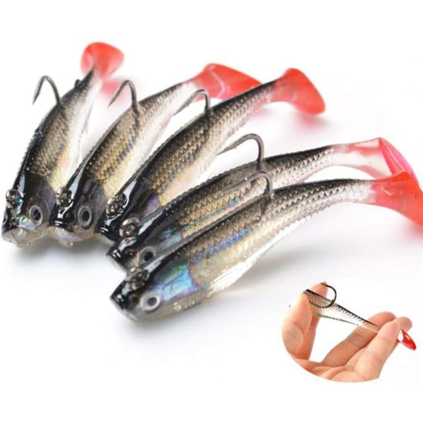 Fiskedrag Set, 3D Ögon Mjukt Fiske Lure Enkelkrok Baits Konstgjorda Beten Fisketillbehör för havsabborre Gädda Öring Abborre