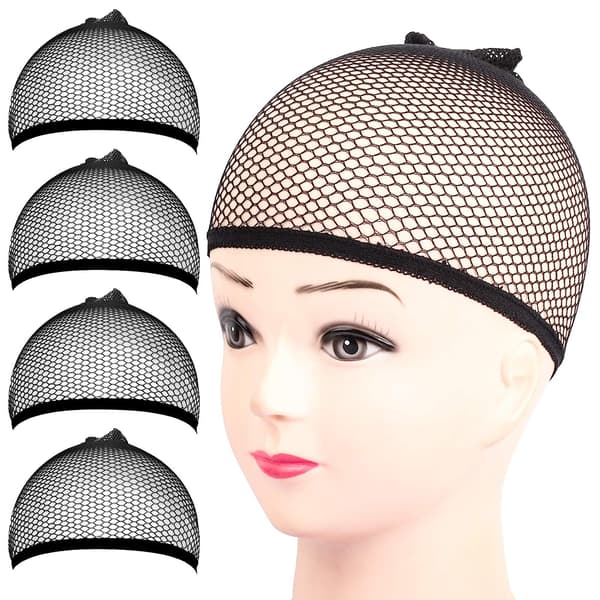 Cap, 4st Black Mesh Cap Net, Stängt hår Mesh Net Peruk Kepsar, Liner Weaving Caps för kvinnor, män, barn