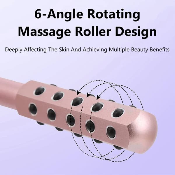 Facial Massager Roller with 24 Germanium Stones for Acupressure Points - Beauty Roller, Face Massager Roller （Rosa）