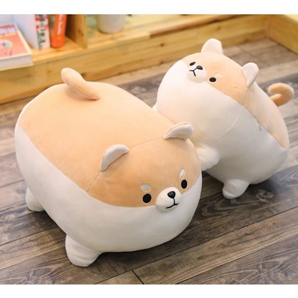 Gosedjur Plyschleksak Anime Corgi Kawaii Hundplyschleksak mjuk kudde, gosedjurspresenter för pojkar, flickor (brun, 15,7")