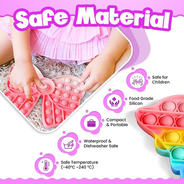 Push It Pop Poppers Bubble Fidget Toy - 1 rosa band, säkert matklassat material