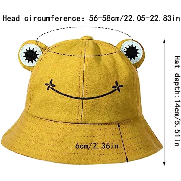 2 stk. Voksen Frø Bucket Hat Dame Bomuld Solhat Foldbar Bomuld Fiskerhat til Børn Kvinder - (Grøn+Gul)