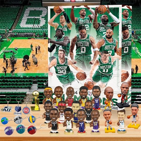 2D-kalender NBA Boston Celtics med julmotiv 24 gåvor kalender med julmotiv för dockor Jul roliga leksaker C