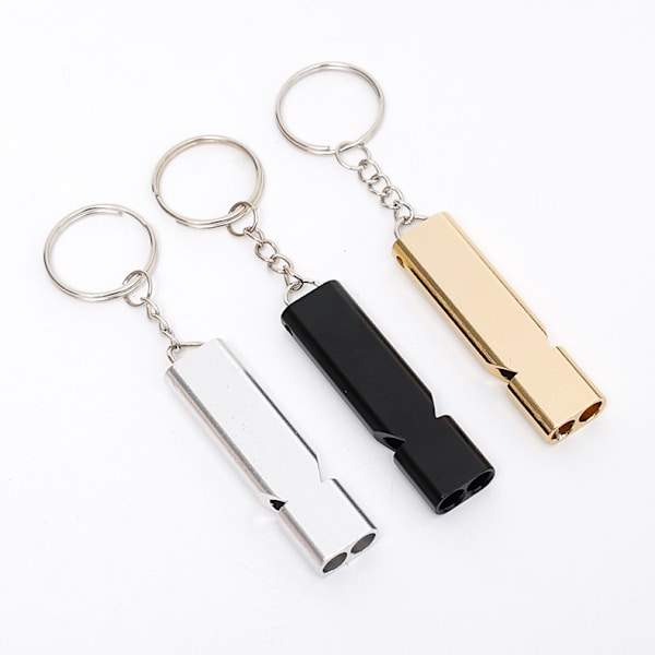 Aluminiumlegering Dubbelfrekvens Survival Whistle Dubbelrör Utomhus Survival Survival Whistle Utrustning EDC Tools Outdoor Whistle (5st, slumpmässig färg)