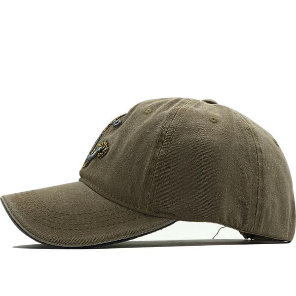 Retro Bådanker Broderet Denim Baseball Kasket (Khaki)