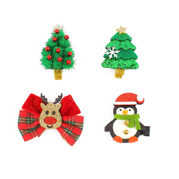 4 stk. Noël wapiti sløyfe hårspenner Noël kolleksjon juletre hårspenner ferie utkledning sideklips tilbehør