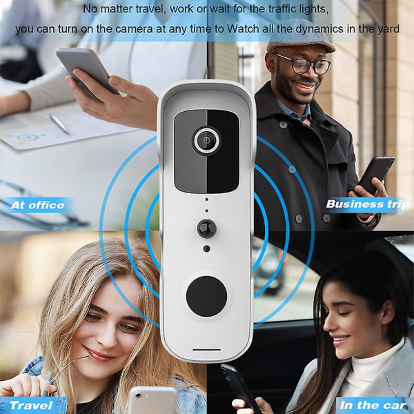Smart trådlös dörrklocka Wifi Video Digital intercom Hemsäkerhetsdörrklocka Elektronisk dörrvakt titthålshemkamera