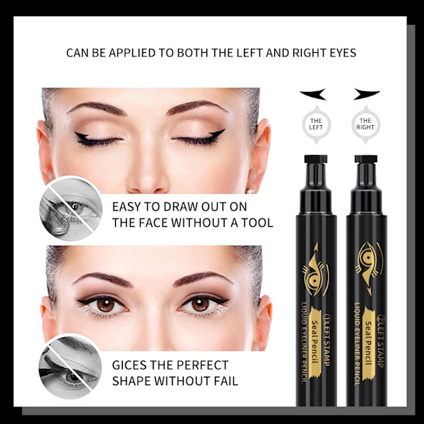 Musta nestemäinen eyeliner, 2 kpl nestemäistä eyelineriä, vedenpitävä, pitkäkestoinen ja tahriintumaton eyeliner-setti