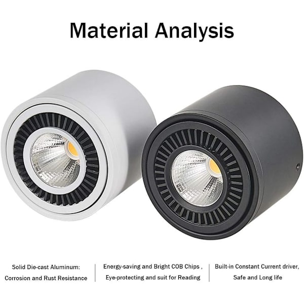 15W valkoinen kattovalaisin 1 LED-kohdevalaisin Säädettävät kattovalaisimet Moderni kohdevalaisin tanko 360 astetta kääntyvä sisätiloihin toimistoon olohuoneeseen, 4000k alumiini