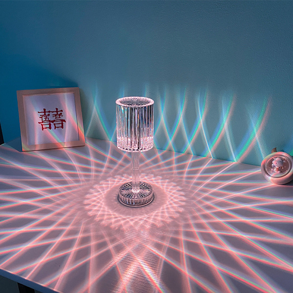 Spansk ins krystall rose lampe soverom lading berørings petal diamo