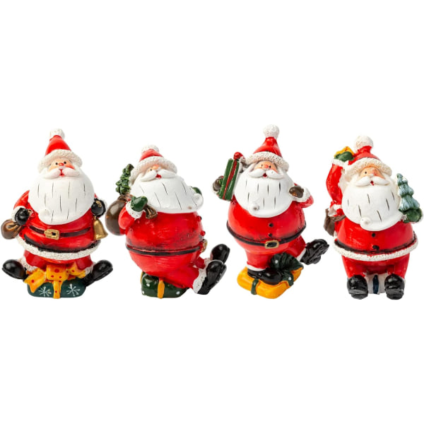 Miniatyr julfigurer, 4ST Mini jultomte prydnader Miniatyr julprydnad Harts jultomten figuriner för juldekoration S