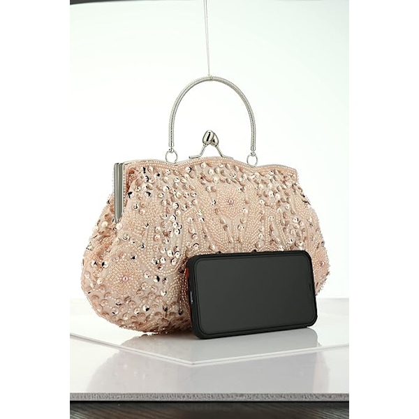 Beaded paljett Flower Evening Handväska Stor Clutch