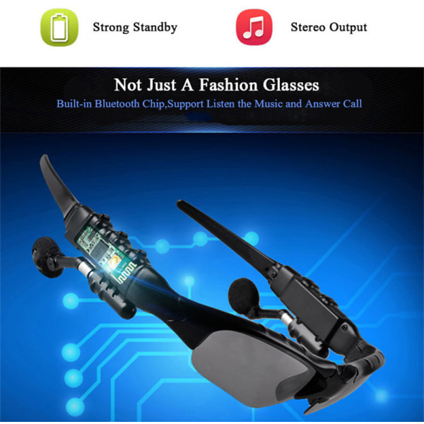 Trådlösa Bluetooth MP3 Solglasögon Polariserade linser Musik Solglasögon V4.1 Stereo Handfree hörlurar för iPhone Samsung Most Smartphone eller PC (svart)