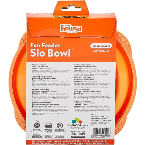 Anti-frossare slow food skål för hundar - storlek M/mini - orange