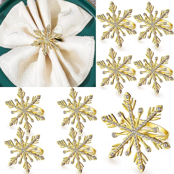 Christmas Snowflake servettring jul servettringar hållare spänne jul servettring strass metall rund serviett spänne för jul bröllop pa