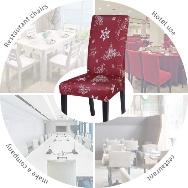 Julmatsalsöverdrag Set om 2, Stretch Xmas Parsons Chair Slipcovers Sätesskydd Tvättbar Spandex Köksstolsöverdrag för matsal,Chr