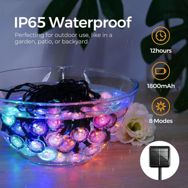50 LED Solar String Lights, utomhus och inomhus String Lights, 7M & 8 Modes IP65 Vattentät Fairy Lights för trädgård, flerfärgad