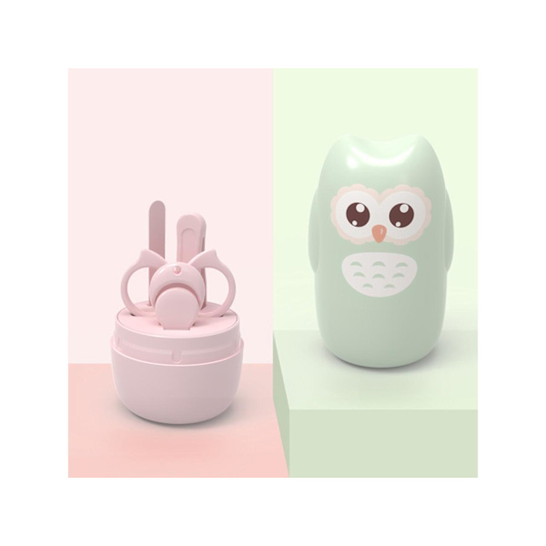 Baby Nagelklippare Set med Uggla Förvaringsbox Nyfödd Nagelklippare Sax Fil Pincett Baby Nagelvård Set Nursery Kit (1 set-Grön)
