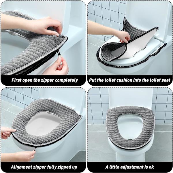 Toalettsitsöverdrag för badrum 2 delar Toalettsits Cover Mjuk Tjockare Varmare Tvättbar Varm Cover Pad Tyg Fluffig Toalettsits C