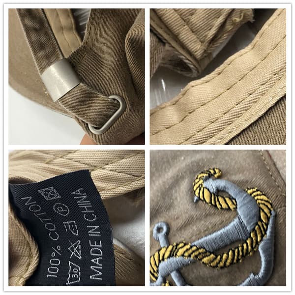 Retro Båtanker Brodert Denim Baseball Caps (Khaki)