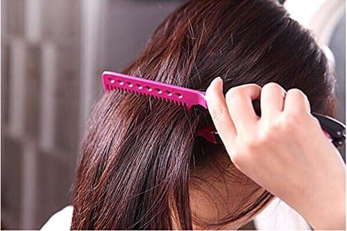 Frisør DIY Styler Glattejern Foldbar V-formet Kam, Sort Rose