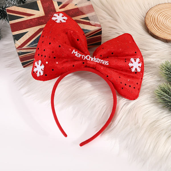 2 stk. Julepynt Sløjfe Hårbøjle Fest Jule Snefnug