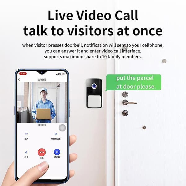 Video Dörrklocka Wifi Utomhus Smart Dörrklocka Samtal Intercom Smart Hem Trådlös Dörrklocka Ring Telefon Hemsäkerhetskamera