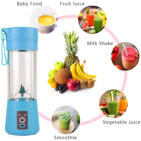 Bärbar blender, elektrisk blender i personlig storlek USB laddningsbar elektrisk blender Juicer Baby Travel 380 ml, blender