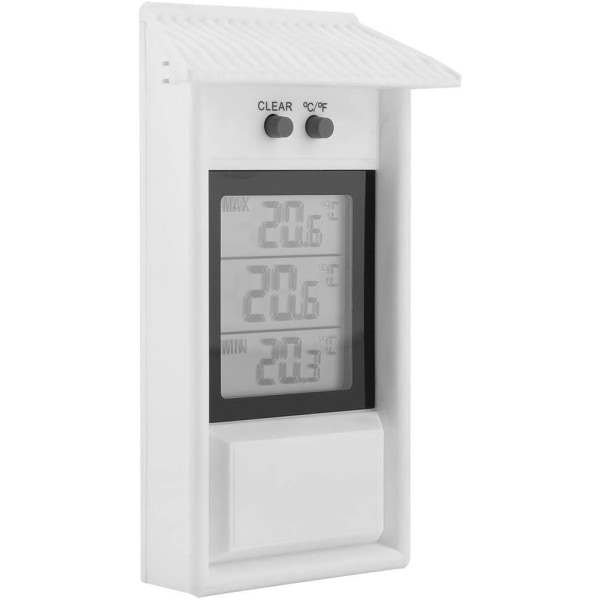 Utomhustermometer inomhus, vattentät digital trådlös temperaturvakt (vit)