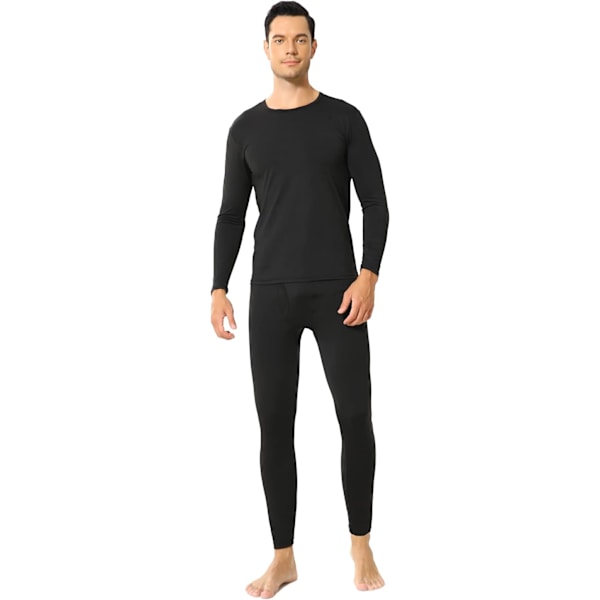 Thermal set för män Long Johns för män med fleecefodrat baslager (svart, XLarge)