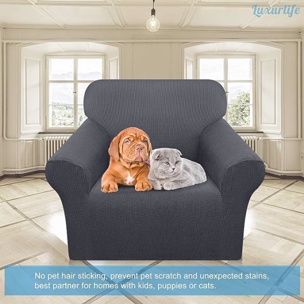 High Stretch sofföverdrag 1-sits Ultramjuka, snygga sofföverdrag för hundar och barn Jacquard Spandex möbelskydd med elastisk botten (1-sits)