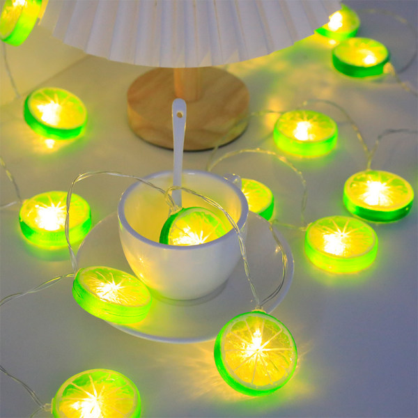 LED Citronskiva Ljusslinga Fruktformad Lykta Barnrum Dekorativ Strängljus Batteri Ljus Orange Lime - Gul Citronskiva, USB Model Al
