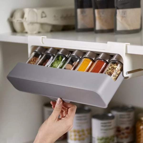 Kök Krydda Flaska Förvaringsställ Kryddställ Självhäftande Väggmonterad Under-Shelf Spice Organizer Kök Förvaringsställ