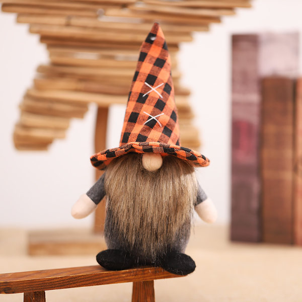 Halloween Plysj Nisser Dekor Håndlaget Håndverk Tomte Svensk Nisse Skandinavisk Alve Dekor Søt Husholdningspynt 48 cm (Oransje)