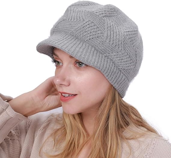 Varm vintermössa för kvinnor, stickad slouchy beanie med