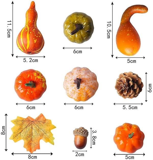 Kunstige Gresskar Dekorasjon, Thanksgiving Fake Mini Gresskar Lønneblader