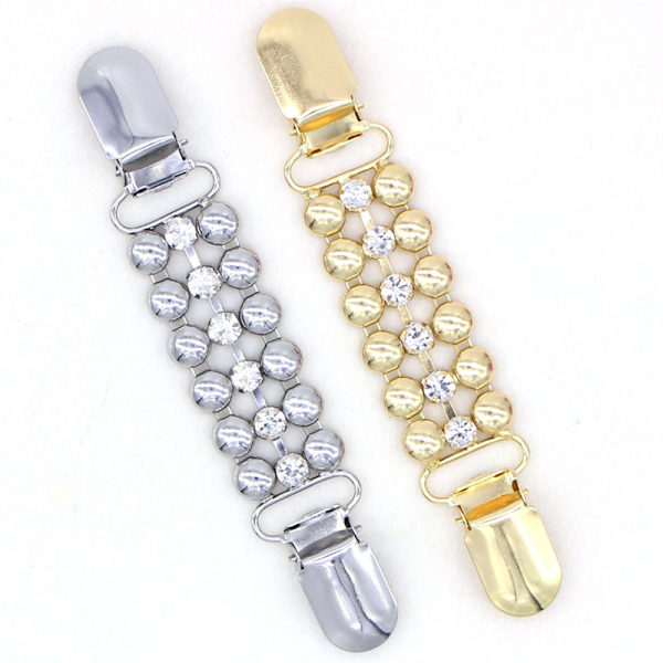 2-pack guld- och silvertröjaklämmor, pärlformade koftklämmor, Fas