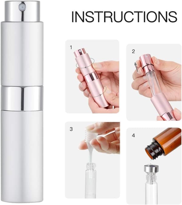 8 ml Påfyllbar Pose Tom Sprayflaske, Parfyme Atomizer, Parfymeflaske Spray Refill, Reise Spray (Sølv)