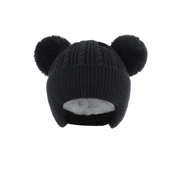 Strikket fleece-hue til børn, varm babyhue (sort)