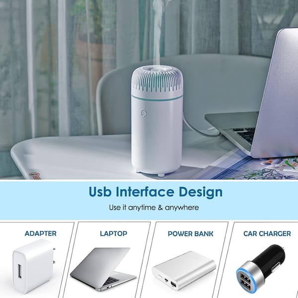 Bil diffuser luftfukter aromaterapi eterisk olje diffuser USB kald tåke mini bærbar diffuser for bil hjemmekontor soverom (hvit)