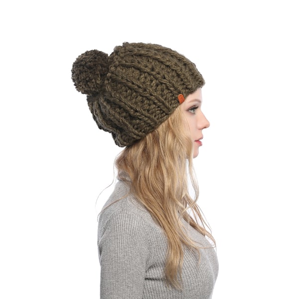 Ren färg stickad cap barn vinter set cap fortfarande varm cap (grön)