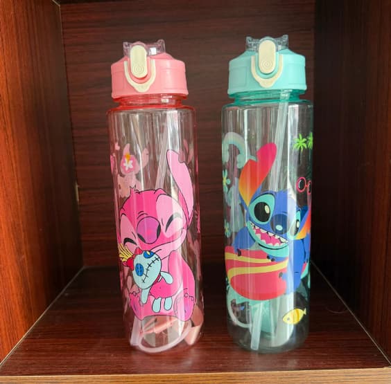 Trendig Monster Vattenflaska, 800ml, Rosa, Läcksäker Plaststrådesign, Tecknad Figur （Blå）